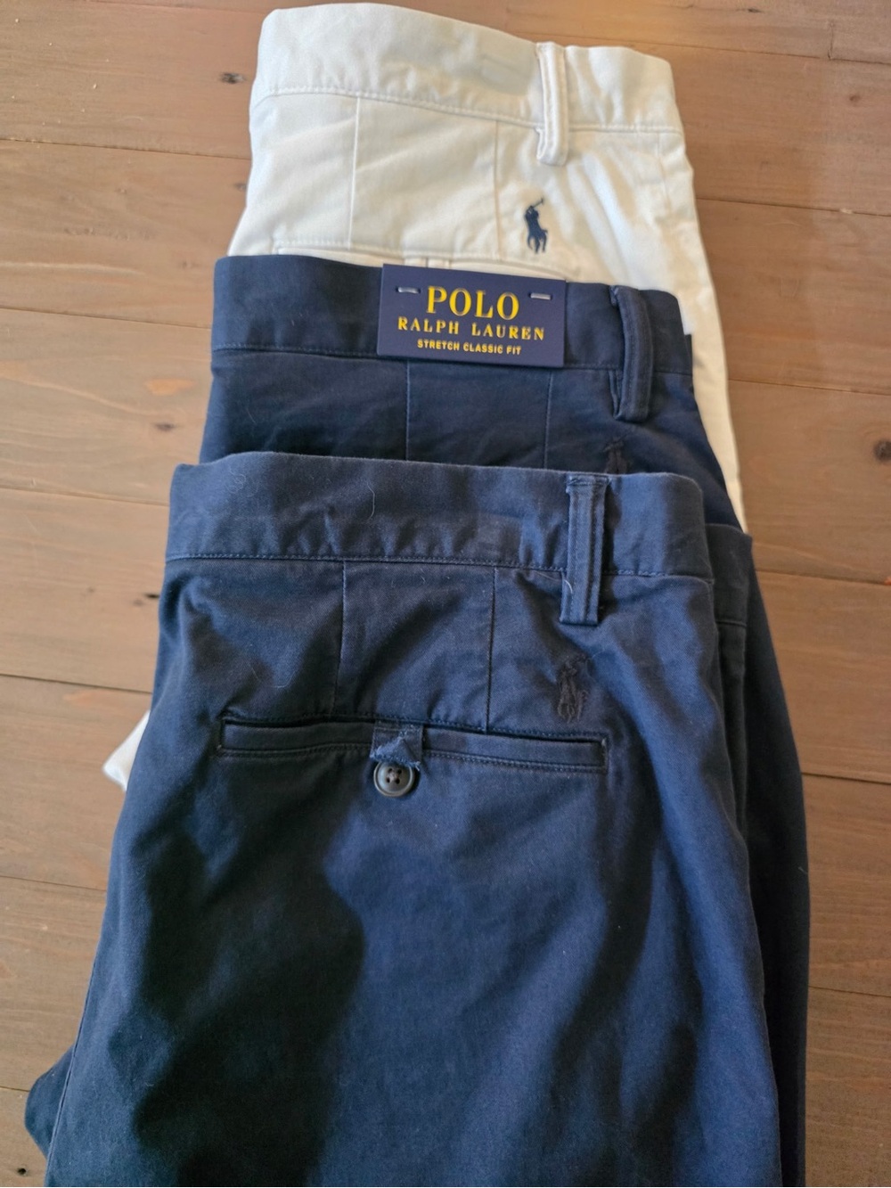 Polo by Ralph Lauren Men’s Stretch Classic Fit 
Navy and White